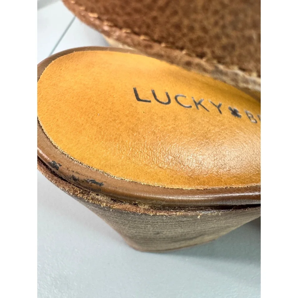 Lucky Brand Aroyli Slingback Mules Womens 8 Brown Good Leather V-Cut Block Heel - Picture 11 of 14